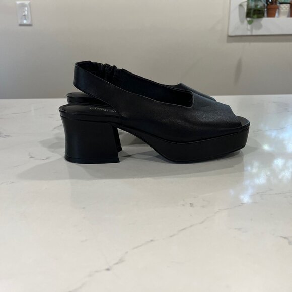Jeffrey Campbell Extendo Platform Slingback Sandal In Black Leather SIZE 6.5 - Picture 5 of 11